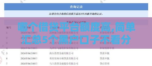 哪个借贷平台额度高,简单汇总5个黑户口子不看分