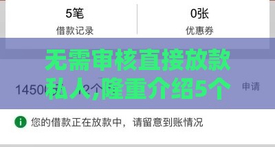 无需审核直接放款私人,隆重介绍5个黑户高利借钱口子