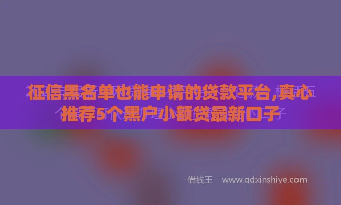 征信黑名单也能申请的贷款平台,真心推荐5个黑户小额贷最新口子