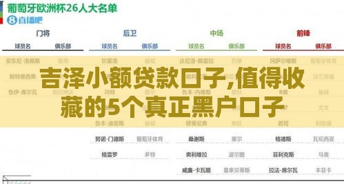 吉泽小额贷款口子,值得收藏的5个真正黑户口子