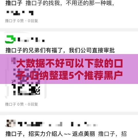 大数据不好可以下款的口子,归纳整理5个推荐黑户必下口子