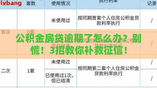 公积金房贷逾期了怎么办？别慌！3招教你补救征信！