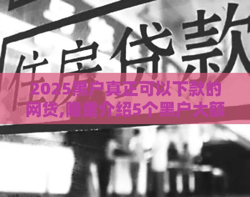 2025黑户真正可以下款的网贷,隆重介绍5个黑户大额度分期口子