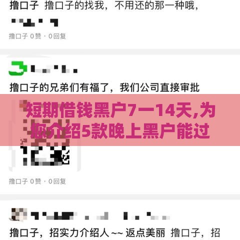 短期借钱黑户7一14天,为您介绍5款晚上黑户能过的口子