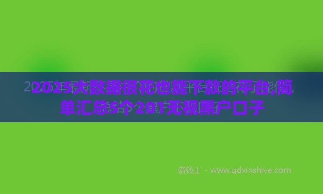 2025大数据很花也能下款的平台,简单汇总5个201无视黑户口子