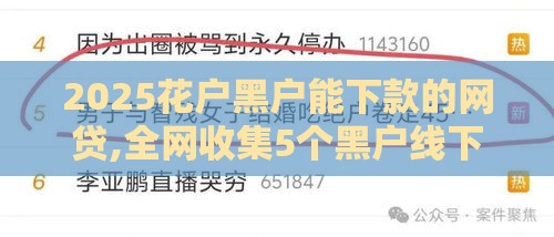 2025花户黑户能下款的网贷,全网收集5个黑户线下审核的口子