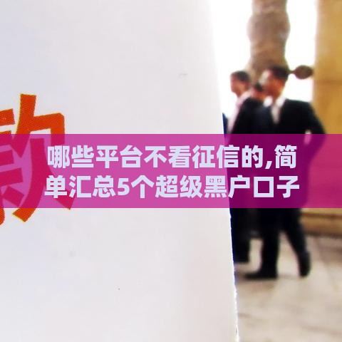 哪些平台不看征信的,简单汇总5个超级黑户口子s