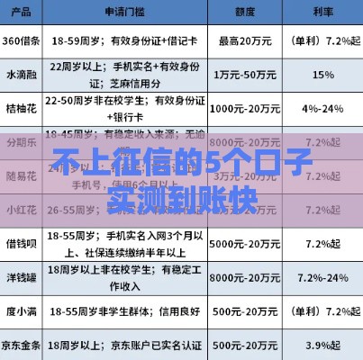 不上征信的5个口子实测到账快