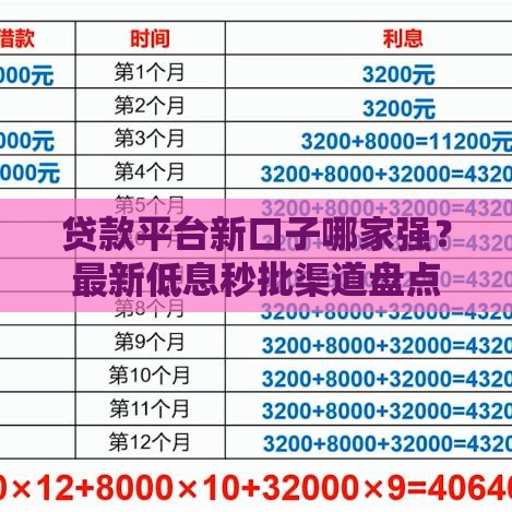 贷款平台新口子哪家强？最新低息秒批渠道盘点
