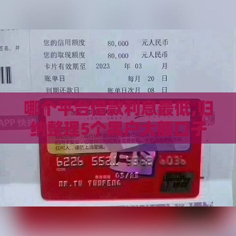哪个平台借款利息最低,归纳整理5个黑户大额口子贷款