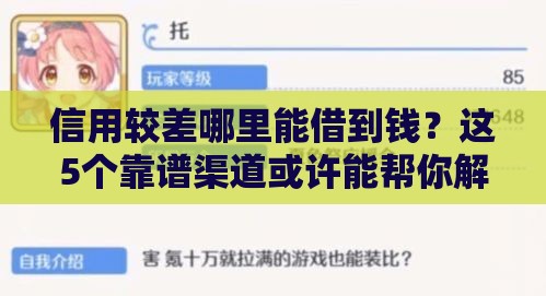 信用较差哪里能借到钱？这5个靠谱渠道或许能帮你解急