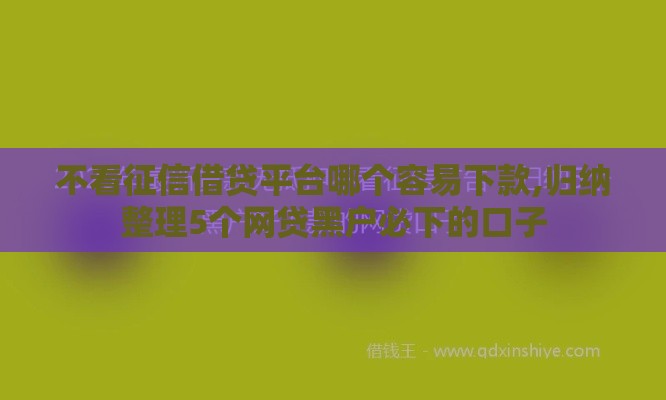 不看征信借贷平台哪个容易下款,归纳整理5个网贷黑户必下的口子 不看征信借贷平台哪个容易下款,归纳整理5个网贷黑户必下的口子