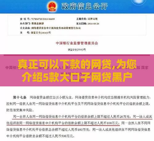 真正可以下款的网贷,为您介绍5款大口子网贷黑户