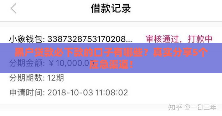 黑户贷款必下款的口子有哪些？真实分享5个应急渠道！