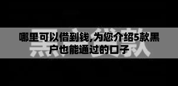 哪里可以借到钱,为您介绍5款黑户也能通过的口子