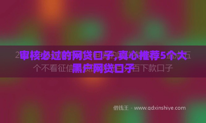 审核必过的网贷口子,真心推荐5个大黑户网贷口子