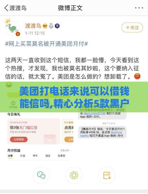 美团打电话来说可以借钱能信吗,精心分析5款黑户能下得大额口子