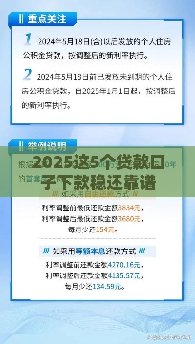 2025这5个贷款口子下款稳还靠谱