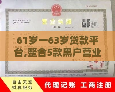 61岁一63岁贷款平台,整合5款黑户营业执照口子