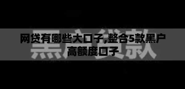 网贷有哪些大口子,整合5款黑户高额度口子 网贷有哪些大口子,整合5款黑户高额度口子