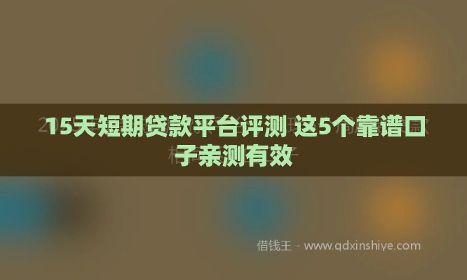 15天短期贷款平台评测 这5个靠谱口子亲测有效
