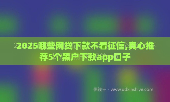 2025哪些网贷下款不看征信,真心推荐5个黑户下款app口子