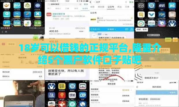18岁可以借钱的正规平台,隆重介绍5个黑户软件口子贴吧