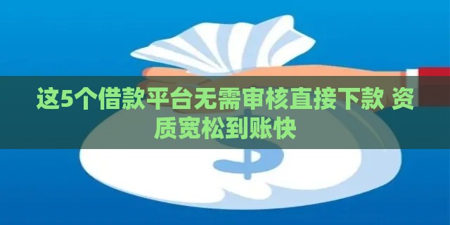 这5个借款平台无需审核直接下款 资质宽松到账快