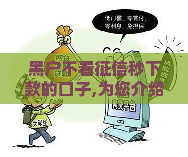 黑户不看征信秒下款的口子,为您介绍5款年底黑户必下口子