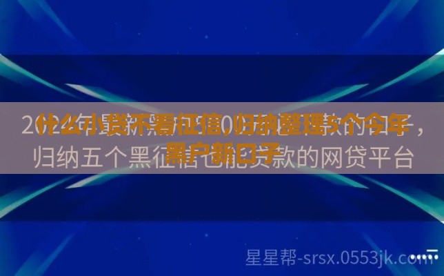 什么小贷不看征信,归纳整理5个今年黑户新口子