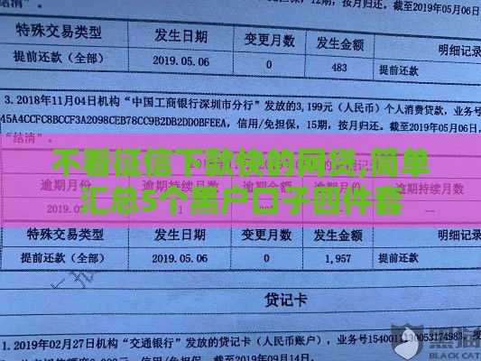 不看征信下款快的网贷,简单汇总5个黑户口子四件套