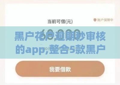 黑户花户逾期秒审核的app,整合5款黑户必下小贷口子