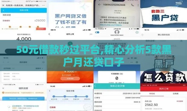 50元借款秒过平台,精心分析5款黑户月还贷口子