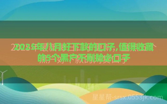 2025年八月好下款的口子,值得收藏的5个黑户不刷脸必口子
