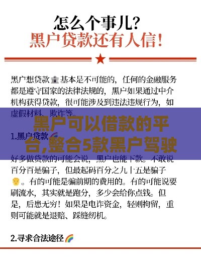 黑户可以借款的平台,整合5款黑户驾驶证口子