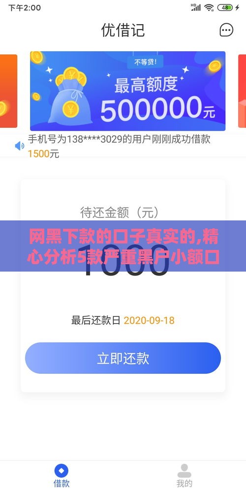 网黑下款的口子真实的,精心分析5款严重黑户小额口子