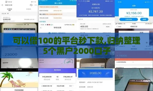 可以借100的平台秒下款,归纳整理5个黑户2000口子