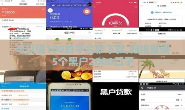 可以借100的平台秒下款,归纳整理5个黑户2000口子