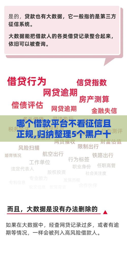 哪个借款平台不看征信且正规,归纳整理5个黑户十大秒批口子