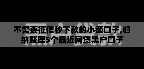 不需要征信秒下款的小额口子,归纳整理5个最近网贷黑户口子