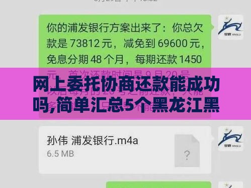 网上委托协商还款能成功吗,简单汇总5个黑龙江黑户的口子