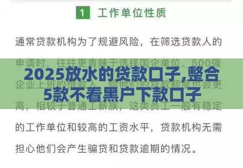 2025放水的贷款口子,整合5款不看黑户下款口子