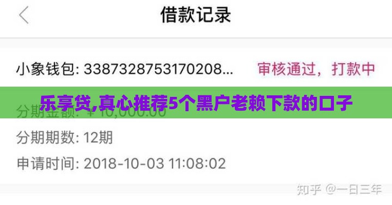乐享贷,真心推荐5个黑户老赖下款的口子
