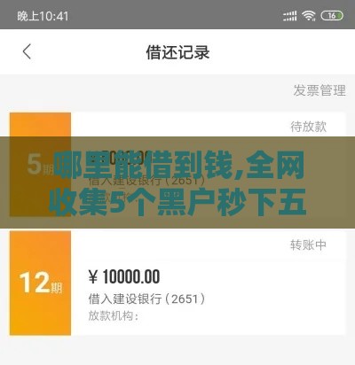 哪里能借到钱,全网收集5个黑户秒下五万的口子