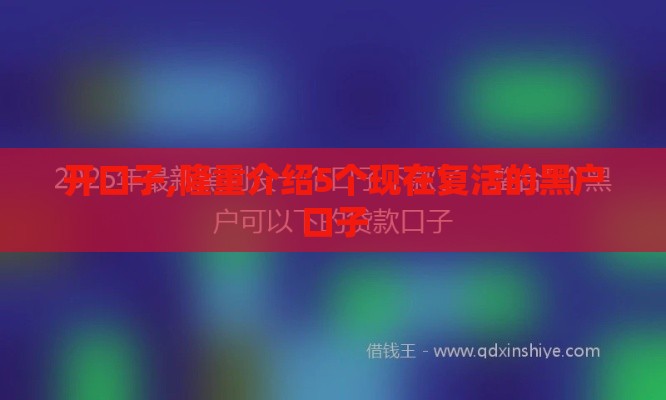 开口子,隆重介绍5个现在复活的黑户口子