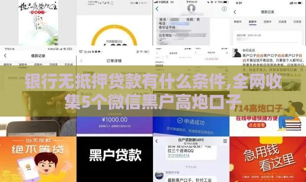 银行无抵押贷款有什么条件,全网收集5个微信黑户高炮口子