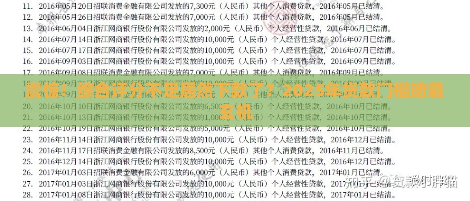 震惊！综合评分不足居然下款了？2025年贷款门槛暗藏玄机