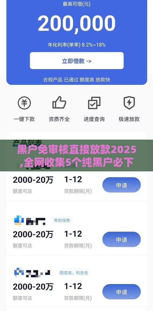 黑户免审核直接放款2025,全网收集5个纯黑户必下的口子