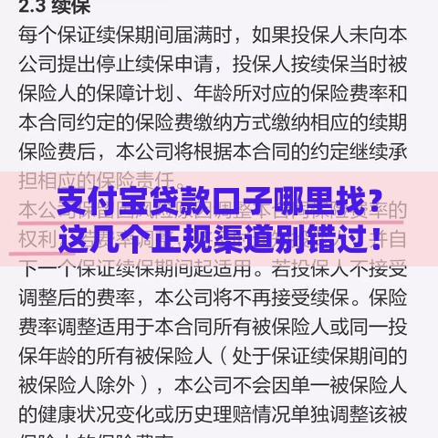 支付宝贷款口子哪里找？这几个正规渠道别错过！