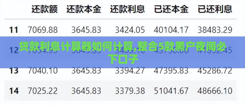 贷款利息计算器如何计算,整合5款黑户夜间必下口子